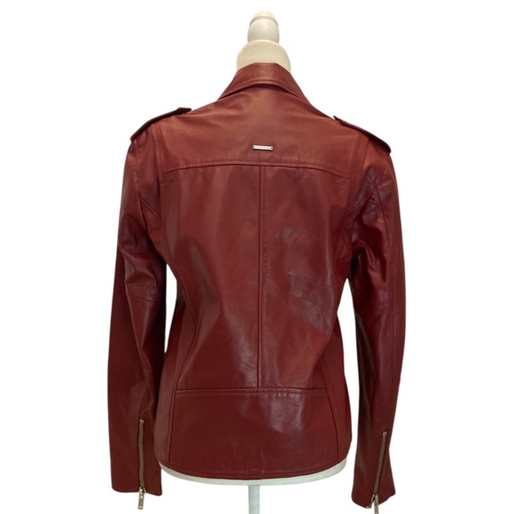 Deadwood River Biker Leather Jacket Stockholm Sweden in Burgundy Women’s Small - Picture 7 of 15